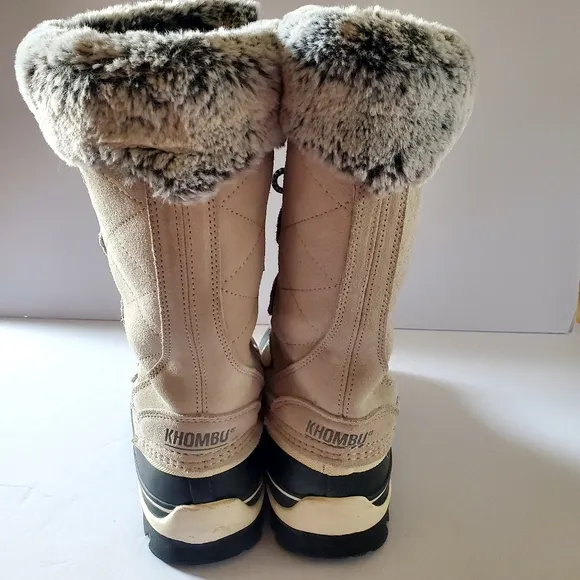 Khombu Tan and Black Fur-Lined Winter Boots Size 7