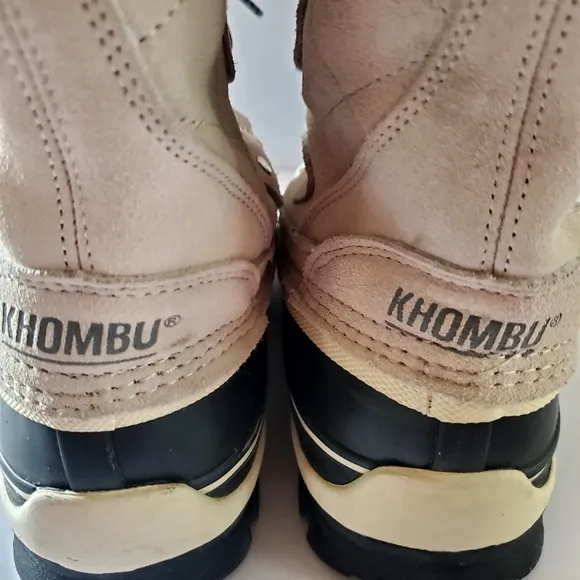 Khombu Tan and Black Fur-Lined Winter Boots Size 7