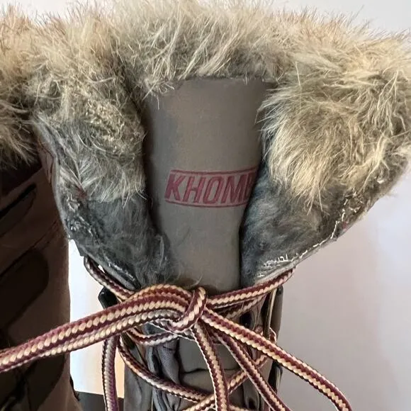 KHOMBU WOMENS WINTER BOOTS WITH FUR SIZE 6 WORN ONCE MINT