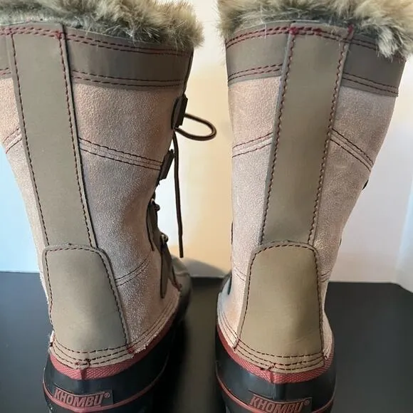 KHOMBU WOMENS WINTER BOOTS WITH FUR SIZE 6 WORN ONCE MINT