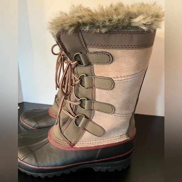 KHOMBU WOMENS WINTER BOOTS WITH FUR SIZE 6 WORN ONCE MINT