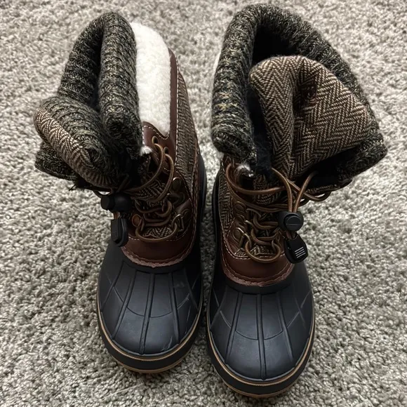 Kids Brown and Black Winter Boots