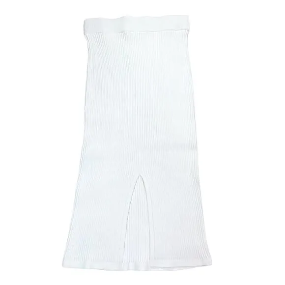 Knit Midi Skirt in White Size S