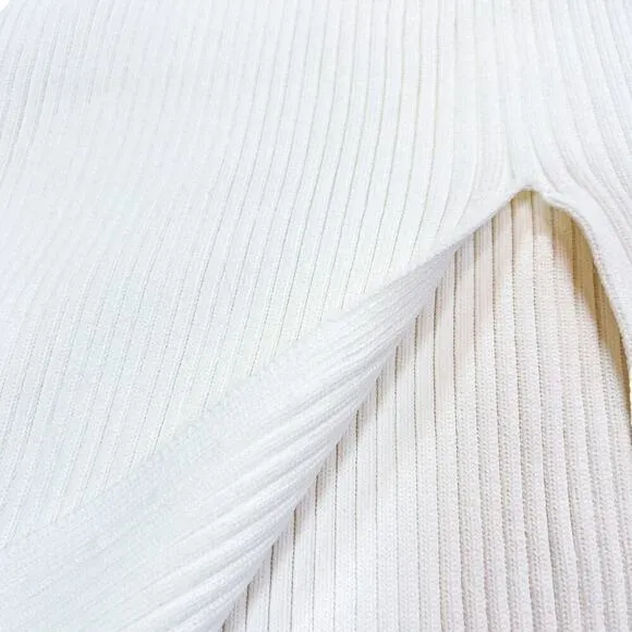 Knit Midi Skirt in White Size S