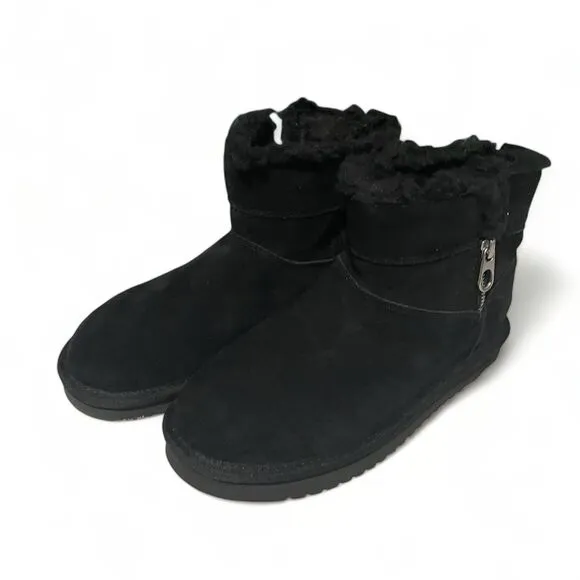 Koolaburra by UGG Aribel winter ankle Mini Boots side zipper Black Suede SZ 6
