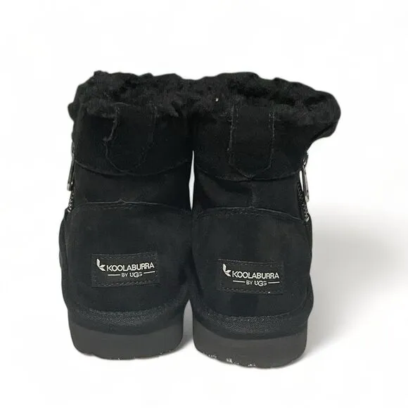 Koolaburra by UGG Aribel winter ankle Mini Boots side zipper Black Suede SZ 6