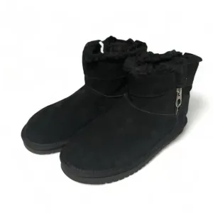 Koolaburra by UGG Aribel winter ankle Mini Boots side zipper Black Suede SZ 6