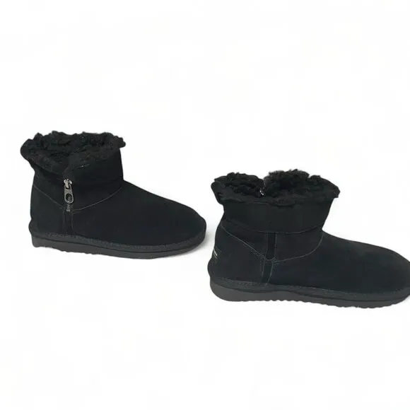 Koolaburra by UGG Aribel winter ankle Mini Boots side zipper Black Suede SZ 6