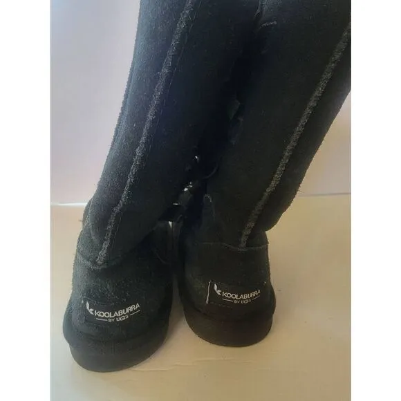 Koolaburra By Ugg Girl's Black Suede Leather Bow Winter Boots Size 1