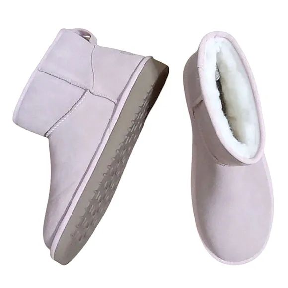 Koolaburra by UGG Koola Mini II Boots Light Pink Suede Wool Faux Fur Lining