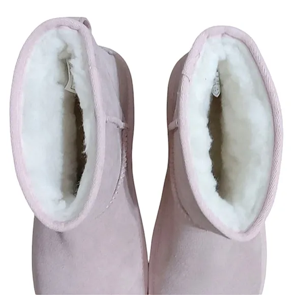 Koolaburra by UGG Koola Mini II Boots Light Pink Suede Wool Faux Fur Lining