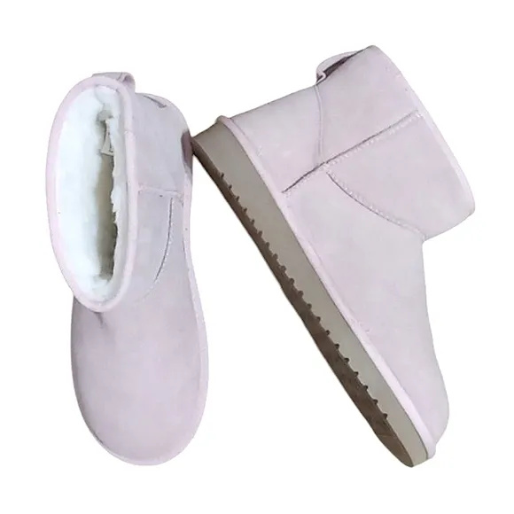 Koolaburra by UGG Koola Mini II Boots Light Pink Suede Wool Faux Fur Lining