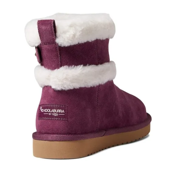 Koolaburra by UGG Sizes 7-12 Plum Barlee Mini Suede &amp; Fuzzy Boots