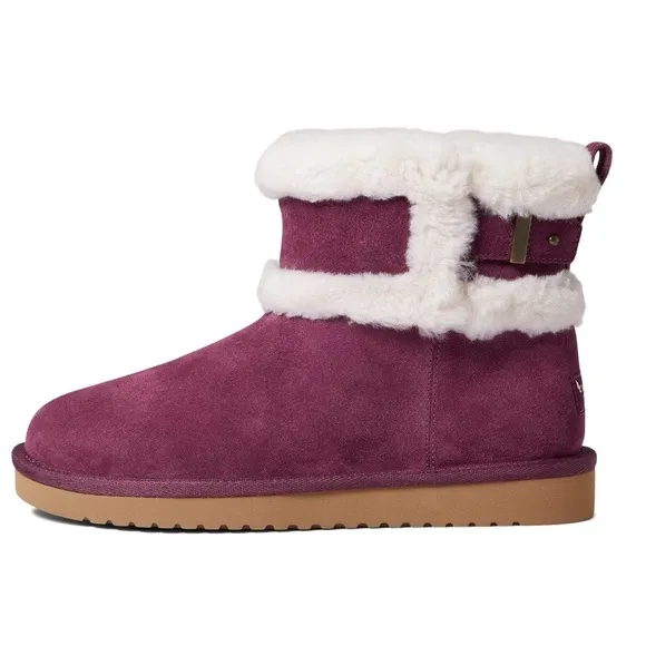 Koolaburra by UGG Sizes 7-12 Plum Barlee Mini Suede &amp; Fuzzy Boots