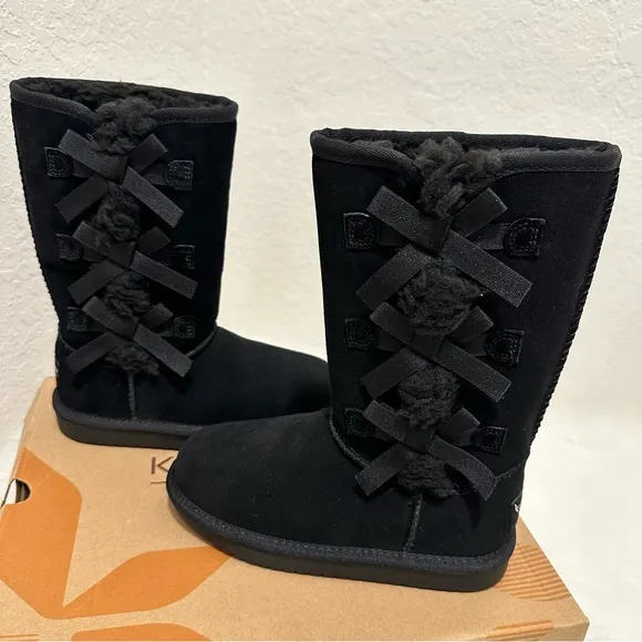 Koolaburra by UGG Victoria Girl's Tall Winter Boots for Kids Color Black Sz US13