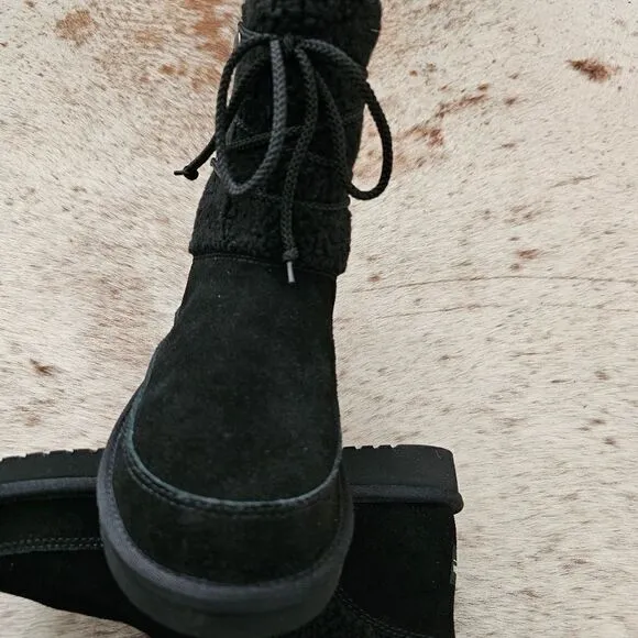Koolaburra by UGG Michon Short Women's Fur Boots in Black Size 10 NEW
