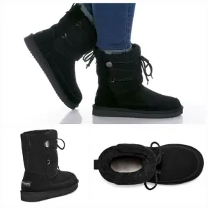 Koolaburra by UGG Michon Short Women's Fur Boots in Black Size 10 NEW