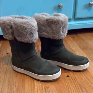 Koolaburra UGG Tynlee Womens Waterproof Snow Boots Gray Suede Faux Fur size 8