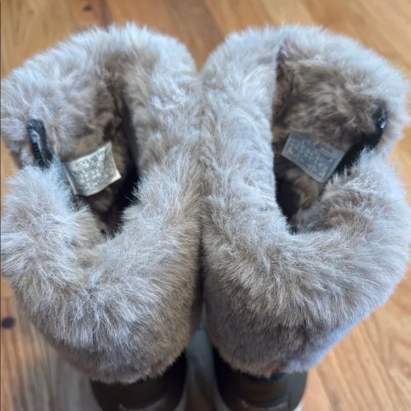 Koolaburra UGG Tynlee Womens Waterproof Snow Boots Gray Suede Faux Fur size 8