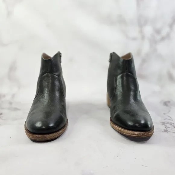Kork Ease Booties Black 10 Women Mindo Ankle Boots Zip Block Heel Pointed