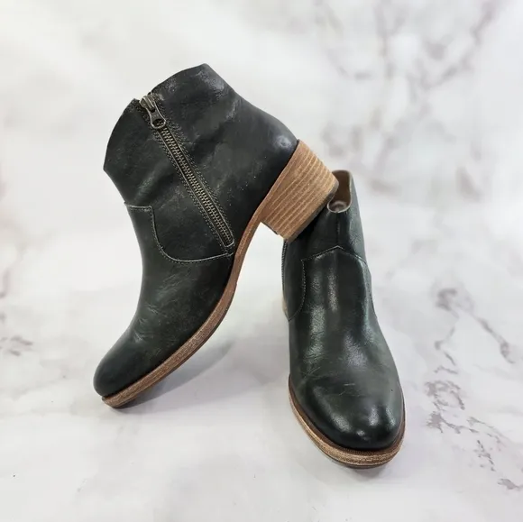Kork Ease Booties Black 10 Women Mindo Ankle Boots Zip Block Heel Pointed