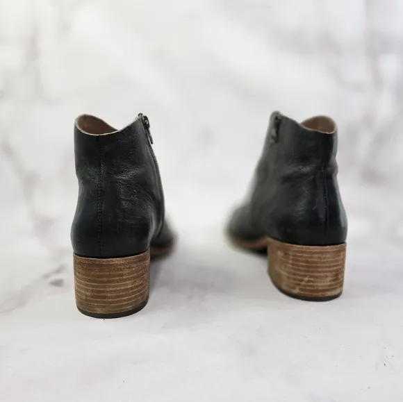 Kork Ease Booties Black 10 Women Mindo Ankle Boots Zip Block Heel Pointed