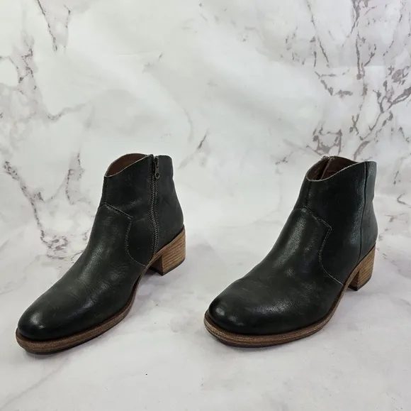 Kork Ease Booties Black 10 Women Mindo Ankle Boots Zip Block Heel Pointed