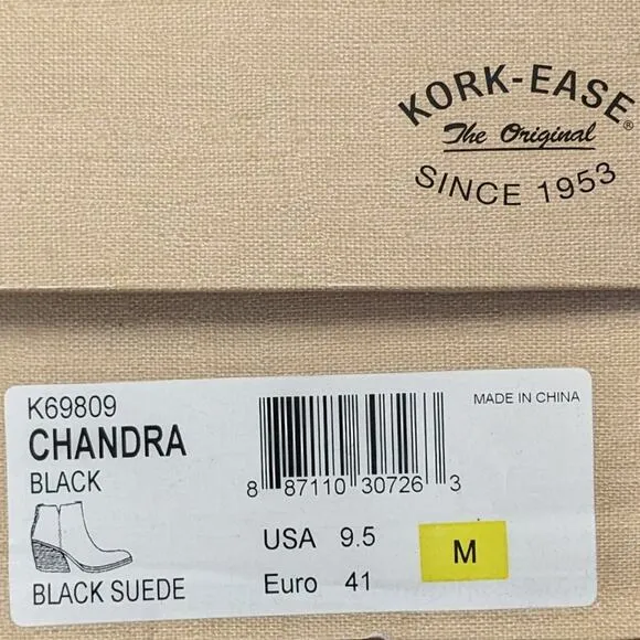 Kork-Ease Chandra Ankle Booties, Black Suede, Women's 9.5 M