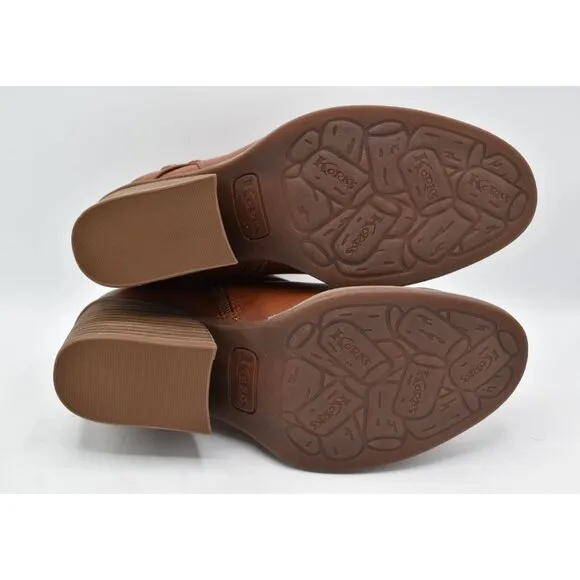 Korks by Kork Ease Womens Size 7 Heidi Block Heel Dark Tan PU Zip Booties Boots