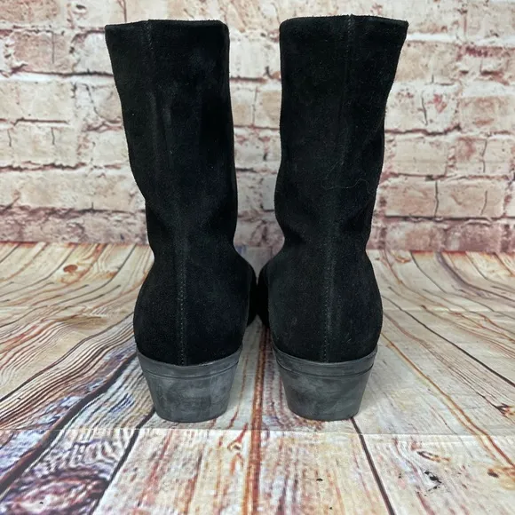 La Canadienne Black Suede Fur Lined Booties Sz 7M