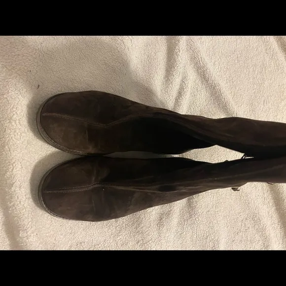 Ladies Jimmy Choo Chocolate Brown Suede Boots w/Fur Lining Size 37