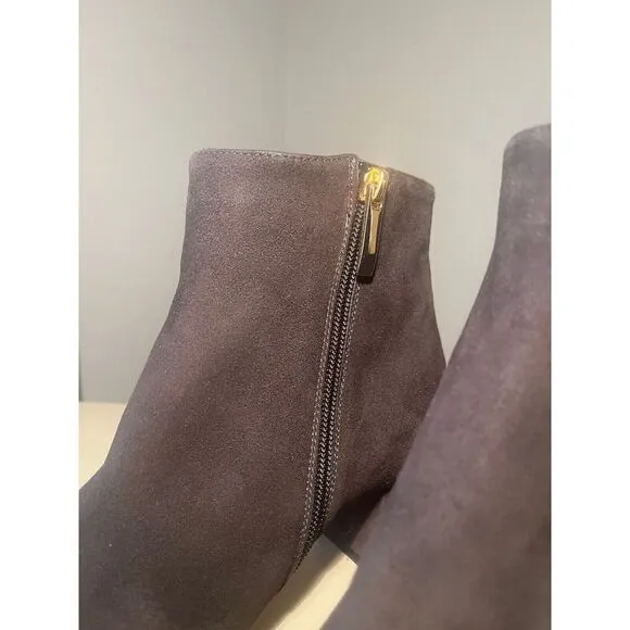 L'Agence Women Jeanne II Pointed Toe Graphite Suede Bootie Size 7.5