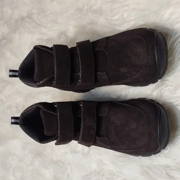 LANDS END All Weather Brown Suede Boots Boys/Girls Hook &amp; Loop Boots.