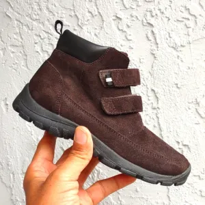 LANDS END All Weather Brown Suede Boots Boys/Girls Hook &amp; Loop Boots.