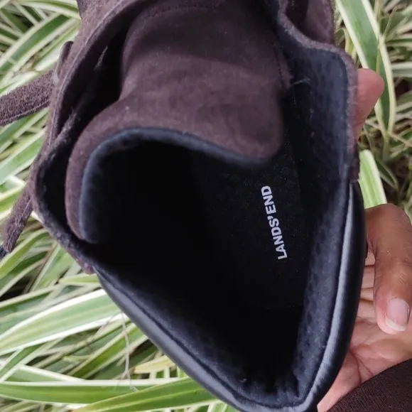 LANDS END All Weather Brown Suede Boots Boys/Girls Hook &amp; Loop Boots.