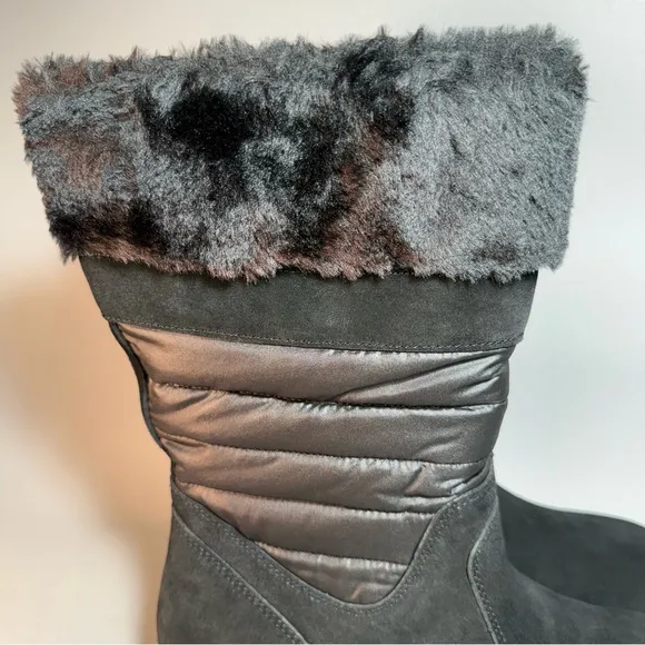 Lands' End Black Suede Drift 473058 Snow Boots NIB