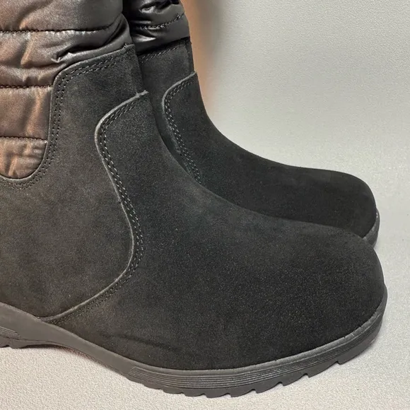Lands' End Black Suede Drift 473058 Snow Boots NIB