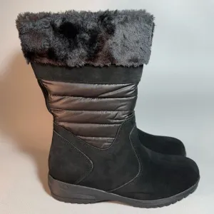 Lands' End Black Suede Drift 473058 Snow Boots NIB