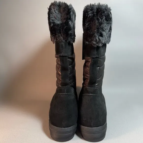 Lands' End Black Suede Drift 473058 Snow Boots NIB