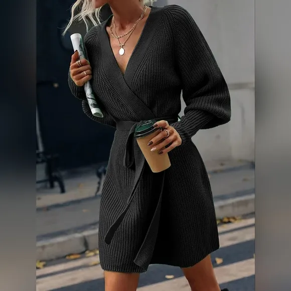 Lantern Loom Open Front Cardi - Black