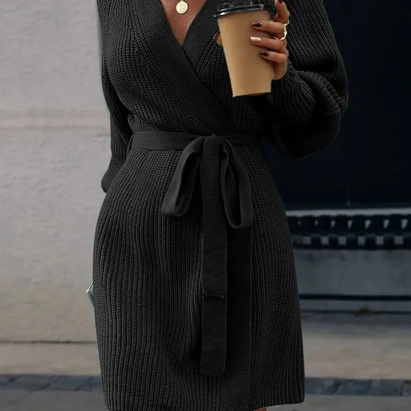 Lantern Loom Open Front Cardi - Black