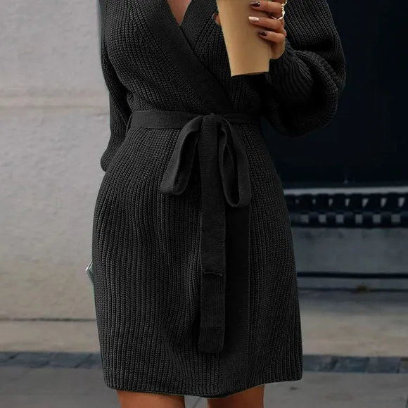Lantern Loom Open Front Cardi - Black