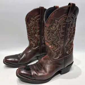 Laredo 12&quot; Antique Tan Emporia Leather Cowboy Boots Square Toe Men 10.5EW X-Wide
