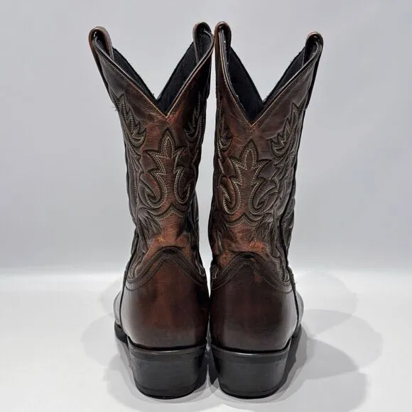 Laredo 12&quot; Antique Tan Emporia Leather Cowboy Boots Square Toe Men 10.5EW X-Wide