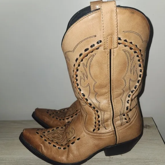 Laredo Men’s Laramie Western Cowboy Rodeo Leather Boots Tan Size‎ 11