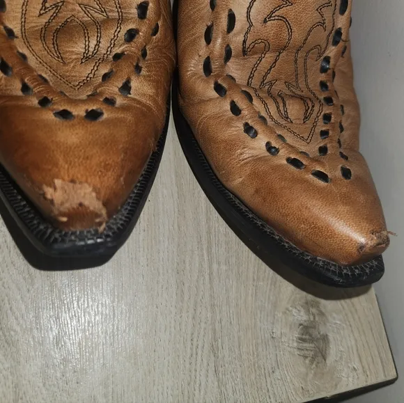 Laredo Men’s Laramie Western Cowboy Rodeo Leather Boots Tan Size‎ 11