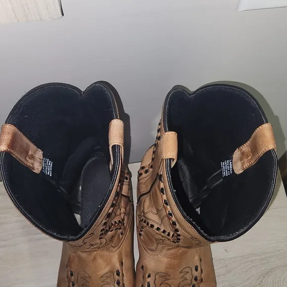Laredo Men’s Laramie Western Cowboy Rodeo Leather Boots Tan Size‎ 11