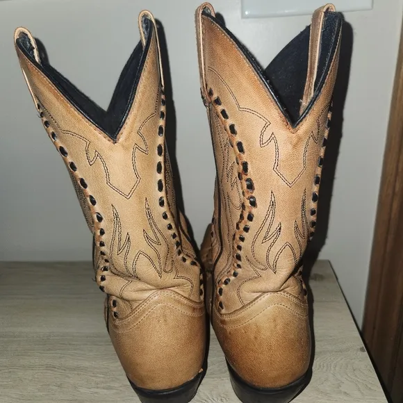 Laredo Men’s Laramie Western Cowboy Rodeo Leather Boots Tan Size‎ 11