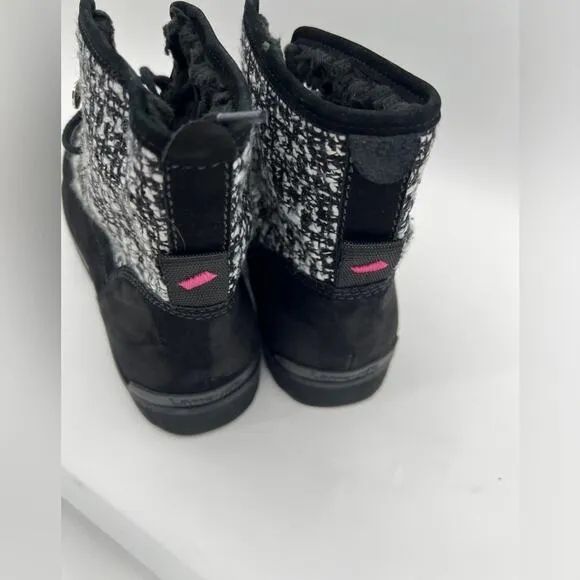 Larroude Vail Waterproof Suede Tweed Lace Up Boots Black