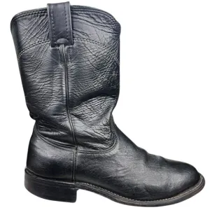 Larry Mahan Men’s Black Leather Cowboy Boots Size US 7.5 D